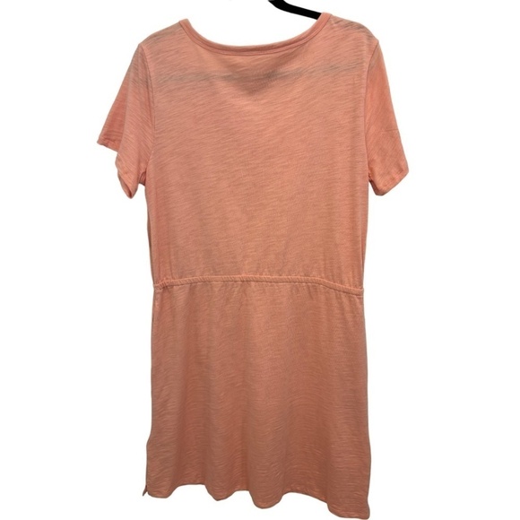 Amazon Essentials Peach Short Slv Elastic Waist Jersey Knit Dress POCKETS L NWT - Picture 3 of 4